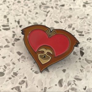 Heart sloth enamel pin